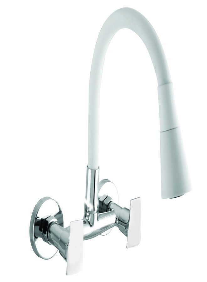 10X Brass Sink Mixer 2 Way SMW-77098 White Flexible Spout Wall Mount 2 Function